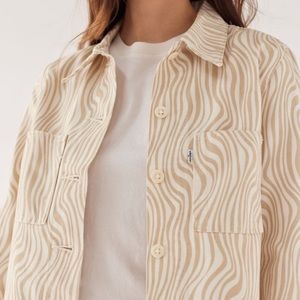 NWT! Levi’s Shrunken Denim Chore Jacket Zebra Tan Print Large